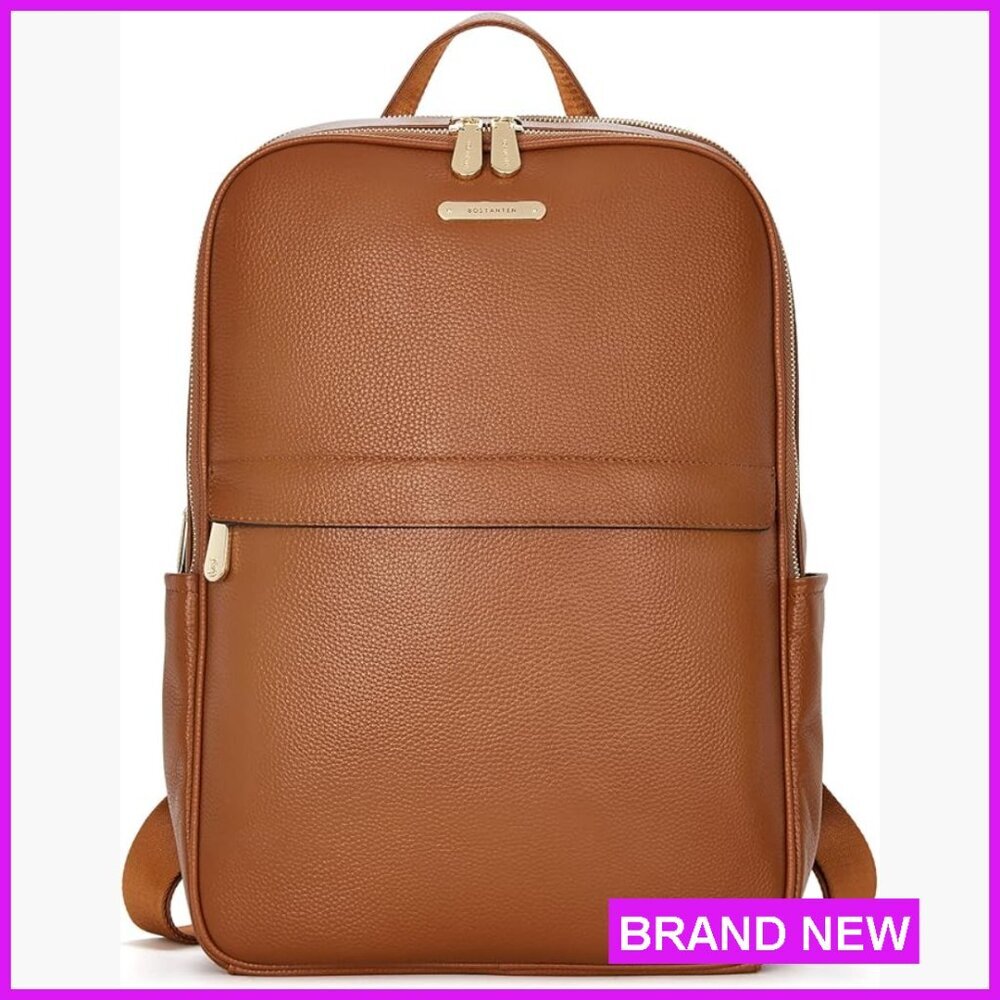Genuine Leather Laptop Backpack Purse Casual Travel Bag Elegant Minimal